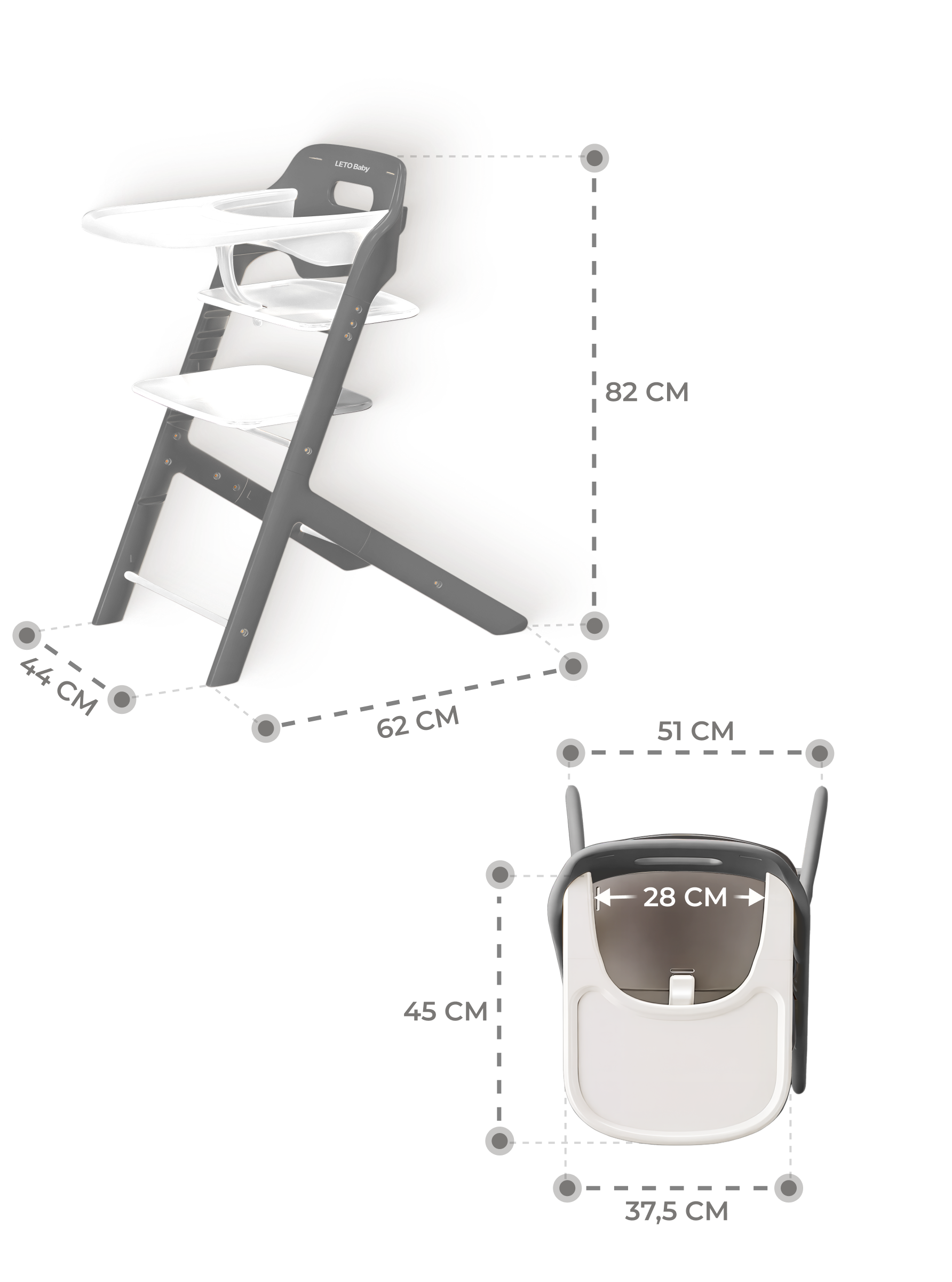 Стульчик для кормления ребенка LETO Baby
